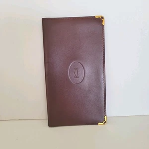 Cartier Vintage Geldbörse Leder mit Doppelfaltung Bordeauxrot großes Scheckbuch Reisepass - Bild 1 von 12