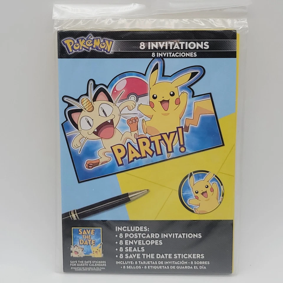 NUEVO 2014 Pokemon Invitaciones de Fiesta 8pk con Sobres Pokemon Pikachu y Amigos Foto 1 de 4