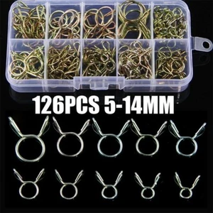 126 Pcs/set Spring Clip Air Tube Clamps Assortment Kit Fuel Oil Hose Line Clips - Picture 1 of 12