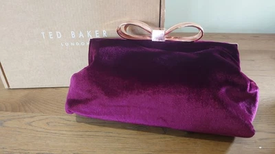 Ted Baker Purple (OxBlood) Velvet Clutch Bag - Image 1 of 4