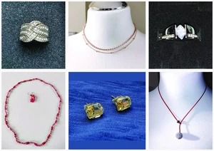 Konvolut Modeschmuck – 6 Wunderschöne Einzelstücke – Ring, Halsketten, Ohrringe - Bild 1 von 21