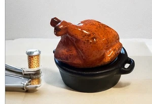 Thanksgiving Salz Pfefferstreuer Mini Gebraten Truthahn Abendessen Schwarz Pfanne 2 Stück - Bild 1 von 6