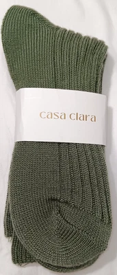 Casa Clara Micah Olive Green Cotton Socks One Size NEW - Image 1 of 2