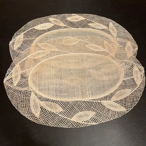 Abaca Faser Gewebt Oval Tischsets Set/2 Naturfarbe Philippinen Boho Blätter Neu aus altem Lagerbestand - Bild 1 von 9