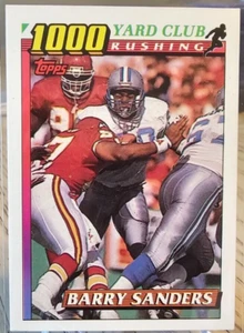 1991 Topps 1000 Yard Club Barry Sanders #2 Detroit Lions - Picture 1 of 2