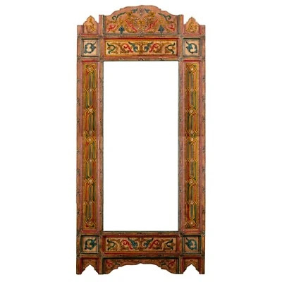 Wood Color Leaning Full length Moroccan hand painted mirror frame, 61" x 24"  - Photo 1/4
