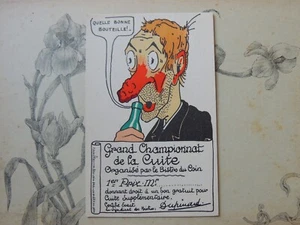 Ancienne Carte postale Humoristique Grand Championnat de la cuite Alcool Bistrot - Imagen 1 de 2