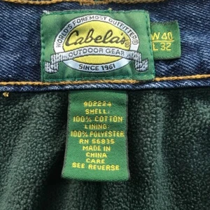 Cabelas Men's Flannel Lined Jeans Size 40X32 - Picture 1 of 12