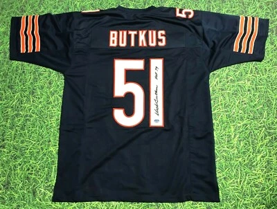 DICK BUTKUS AUTOGRAPHED CHICAGO BEARS JERSEY MOUNTED MEMORIES HOF 79 - Image 1 of 3