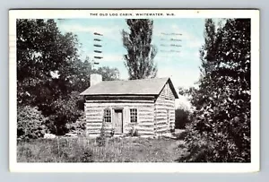 Whitewater WI-Wisconsin, das alte Blockhaus Vintage Souvenir Postkarte - Bild 1 von 2