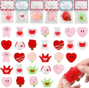 30 Pcs Mochi Squishys Toy, Valentines Day Gifts for Kids, Valentines Day Cards f - Picture 1 of 12