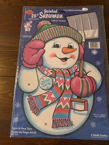 Vintage Christmas  Snowman 1991 Beistle 26" Jointed  "Chuckles" W 6 Snowflakes - Picture 1 of 10