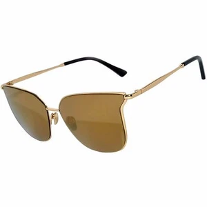 86009 C3 CATEYE FASHION SUNGLASSES METAL GOLD FRAME BROWN MIRROR LENS - Picture 1 of 4
