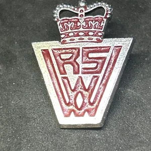 Vintage Women's Royal Voluntary Service Brooch Pin Badge Red Silver tone - Picture 1 of 2