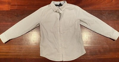 Gymboree - Camisa masculina listrada azul e branca com botões - Tamanho G (10-12) - Imagem 1 de 3