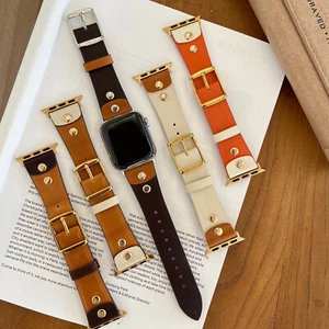 Correa de reloj de cuero retro para iWatch Ultra Series 10 9 8 7 6 5 4 3 2 1 SE - Imagen 1 de 20