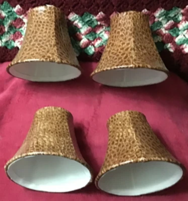 4 mini pantallas de lámpara con estampado de animales de cuero sintético marrón para mini bombillas araña Foto 1 de 4