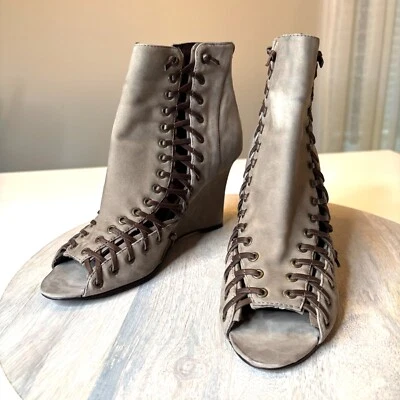 7 Для всего человечества серо-коричневый Marlo с открытым носком кожаные ботинки ботинок размер 8 - Изображение 1 из 4