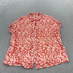 Camisa Croft Barrow Mujer XXL Rosa Naranja Floral Botón Delantero Manga Rodante - Imagen 1 de 8