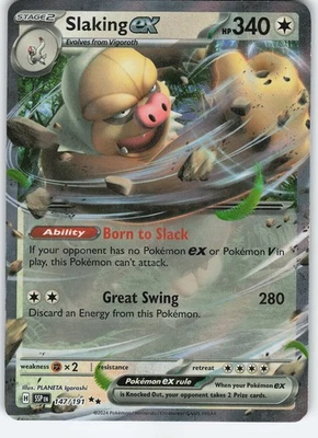 Slaking ex - 147/191 Double Rare Holo SV08: Surging Sparks NM Pokémon - Image 1 of 2