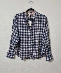 Pilcro Anthropologie Blouse Womens M Plaid Button Down Long Sleeve Tavi Shirt - Picture 1 of 10