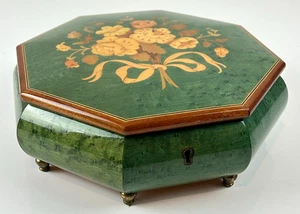 Italienische Reuge Achteck Musik Schmuckschatulle Intarsien My Lady Greensleeves - Bild 1 von 21
