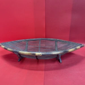 Vintage Wicker Tray-Basket of Bamboo 27”x14” - Picture 1 of 6