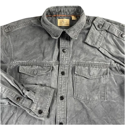 Red Head Ranch Shacket Snap Shirt Jacket Thick Poly Denim Flannel Gray Men's L - Image 1 of 4