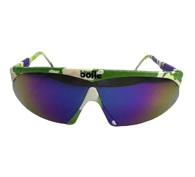 Gafas de sol deportivas vintage BOLLE MICRO EDGE verde púrpura blanco Francia originales Foto 1 de 4