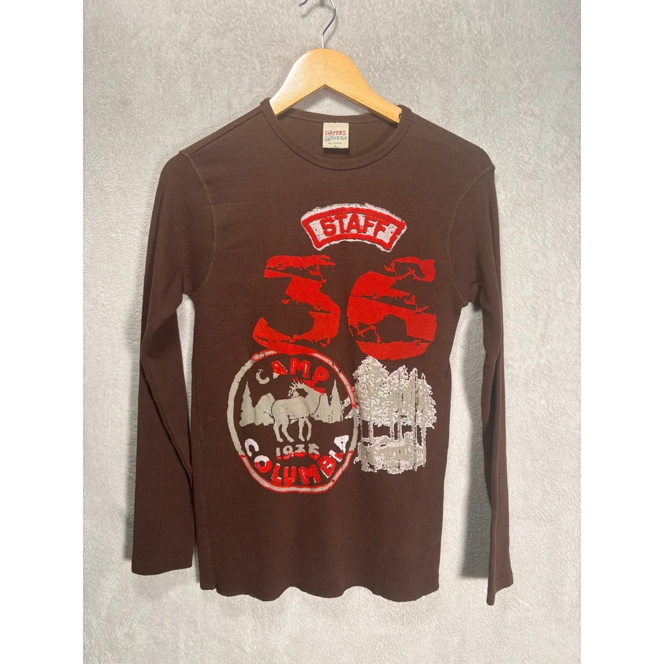 Camisa de Colección Carters Gráfica Waffle Manga Larga 100% Algodón Marrón Juvenil Grande Foto 1 de 4