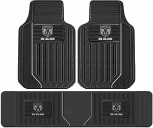Floor Mats 1994-2020 Dodge Ram OEM LOGO 1500 2500 3500 Front & Rear Rubber Liner - Picture 1 of 3