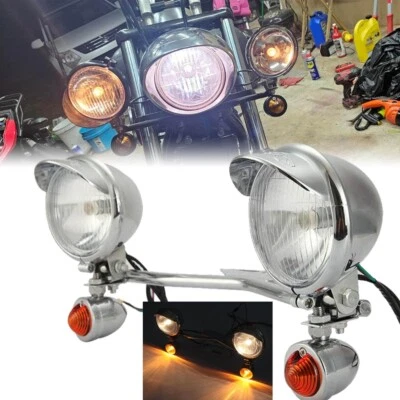 Front Passing Turn Signals Light Bar For Suzuki Kawasaki Yamaha V Star Honda VTX Foto 1 de 4