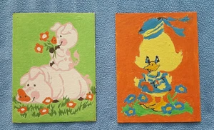 Lote de 2 PINTURAS de animales de granja vintage años 70 PINTURAS guardería infantil  - Imagen 1 de 6