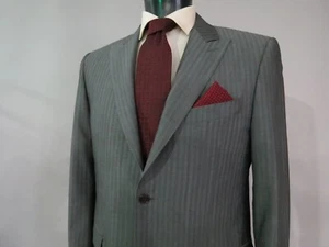 Recent Canali 1934 Italy charcoal tight herringbone tonal peak lapel suit 44 R - Picture 1 of 20