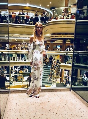 SEXY PARTY SHOULDERS OFF TOP LONG DRESS WOMEN 0 2 XS S SMALL M DESIGNER WEDDING - Image 1 of 4