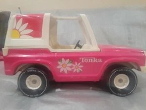 Vintage Tonka 835 TR Hot Pink with daisies stickers Jeep ~ 1970's Pressed Steel - Picture 1 of 7