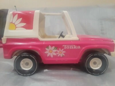Vintage Tonka 835 TR Hot Pink with daisies stickers Jeep ~ 1970's Pressed Steel - Image 1 of 4