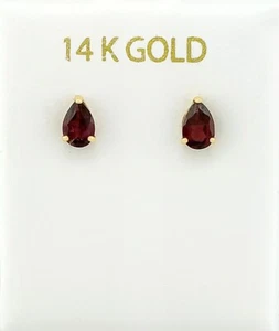 GENUINE 0.86 Cts GARNET STUD EARRING 14k GOLD - Free Certificate Appraisal - NWT - Picture 1 of 7