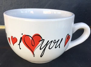 Say I LOVE YOU mit Herzen Oversize Keramik Kaffee Suppentasse - Bild 1 von 9