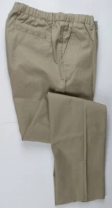LANDS END Khaki Uniform Elastic Waist Pull-On Chino UNHEMMED Pants Girls 16+ NEW - Picture 1 of 5