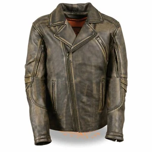 Distressed Brown Men's Motorcycle Jacket 1515.09 - Picture 1 of 3