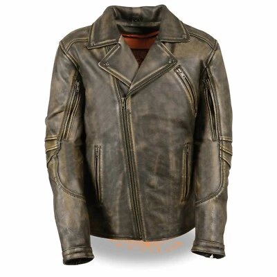 Distressed Brown Men's Motorcycle Jacket 1515.09 - Image 1 of 3