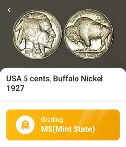 1927 - 6.5° ROTATION DIE ERROR - 5C - BUFFALO NICKEL - #203232 - Picture 1 of 9