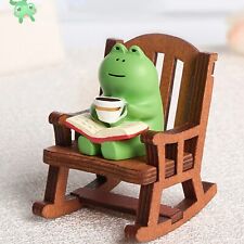 2PC Frog Rocker Chair Cute Japanese Statue Car Center Control Decor Ornaments