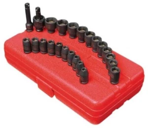 SUNEX TOOLS 1818 23pc 1/4" SAE Metric 6pt Point Magnetic Impact Sockets Set - Picture 1 of 1