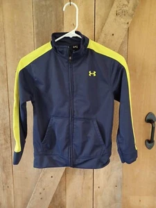 Under Armour Boys Youth Size 7 Blue & Yellow Full Zip Windbreaker Jacket Pocket - Picture 1 of 3