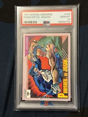 1991 Marvel Universe Punisher vs. Jigsaw #100 PSA 10 GEM MINT  RARE!!!  POP 12!! - Image 1 of 2