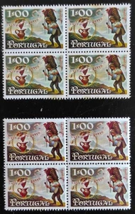 1970 - PORT WINE Mundifil 1088 2 blocks of 4 colour variation error EXTRA RARE - Picture 1 of 5