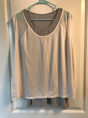 Mujer Mandarina XXL Blanco y Gris Capas Tank Ropa Deportiva Foto 1 de 4
