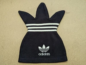 VINTAGE ADIDAS Beanie Hat One Size Fleece Trefoil Satchel Black Tricorn - Picture 1 of 7